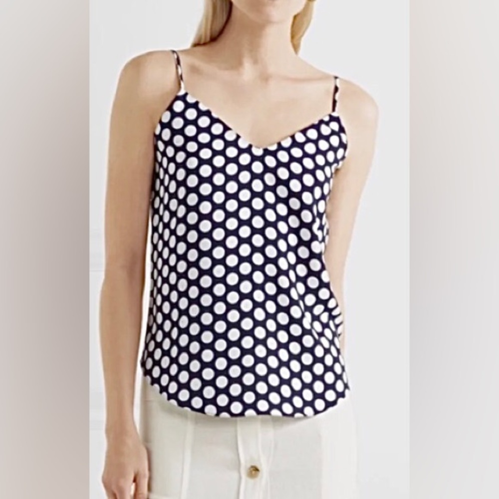 J. Crew | Women’s navy v-neck camisole w white polka dots, adjustable straps 00